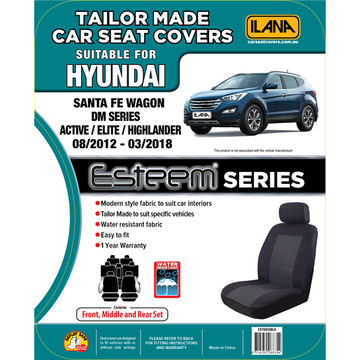 Ilana Esteem Tailor Made 3 Row Seat Cover To Suit Hyunda - EST6835BLK