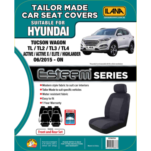 Ilana Esteem Tailor Made 2 Row Seat Cover To Suit Hyundai - EST6887BLK