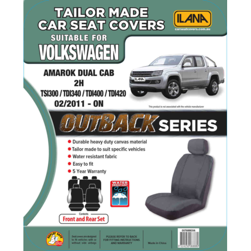 Ilana Outback Canvas Tailor Made 2 Row Cover To Suit Volkswagen - OUT6888CHA