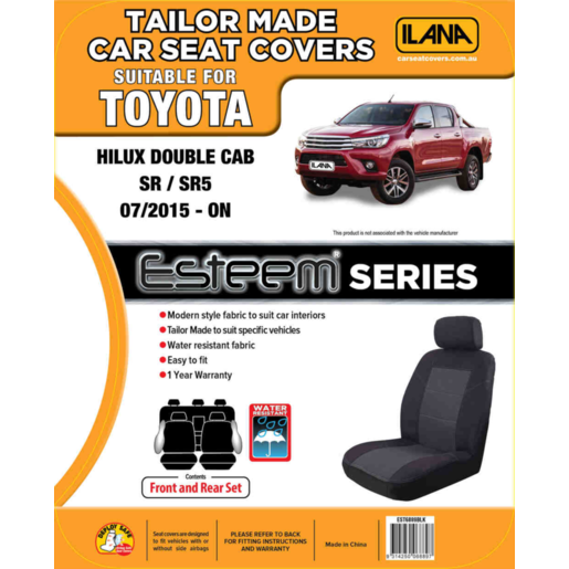 Ilana Esteem Tailor Made 2 Row Seat Cover To Suit Toyota - EST6889BLK