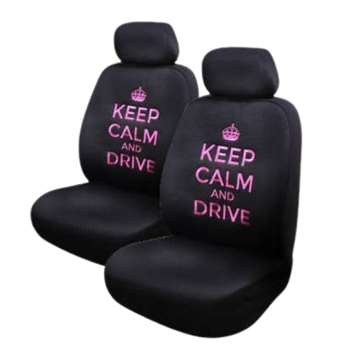 Streetwize Seat Cover Mesh Keep Calm And Drive Black/Pink -SWKCD3050PIN