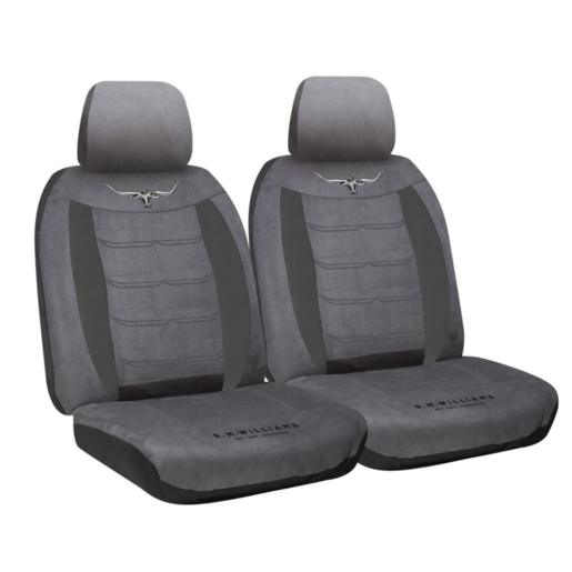 R.M.Williams Front Size 30 Grey Velour Suede Car Seat Covers - VLRMW16GRY30