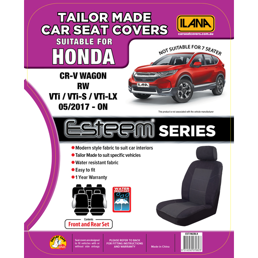 Ilana Esteem Tailor Made 2 Row Seat Cover To Suit Honda - EST7062BLK