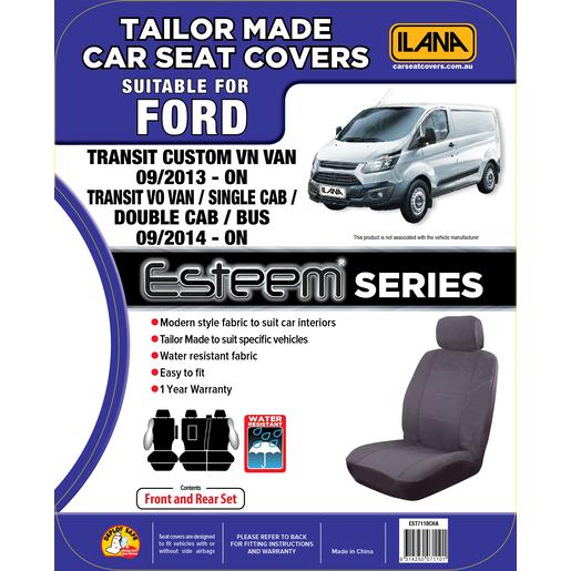 Ilana Esteem Tailor Made 1 Row Seat Cover To Suit Ford - EST7110CHA