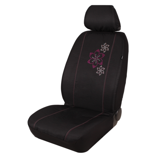 Streetwize Seat Cover 30/50 Studded Flower Black - SWDIAMF3050BLK