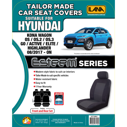 Ilana Esteem Tailor Made 2 Row Seat Cover To Suit Hyundai - EST7156BLK