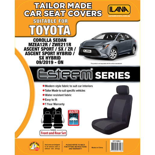 Ilana Esteem Tailor Made 2 Row Seat Cover To Suit Toyota - EST7158BLK