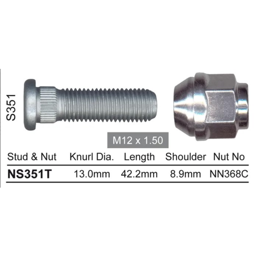 Nice Products Wheel Stud & Nut Set - NS351T