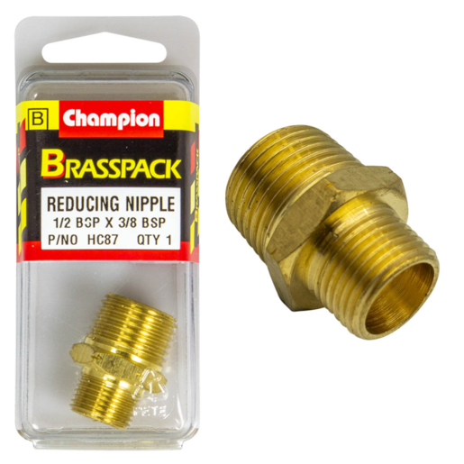 Champion 1/2 x 3/8 Brasspack Reducing Nipple - HC87