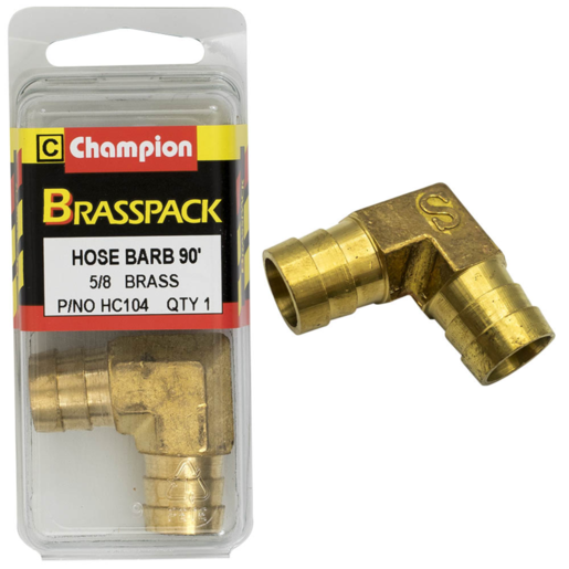 Champion 5/8" Hose Barb 90 Deg - Brass - HC104