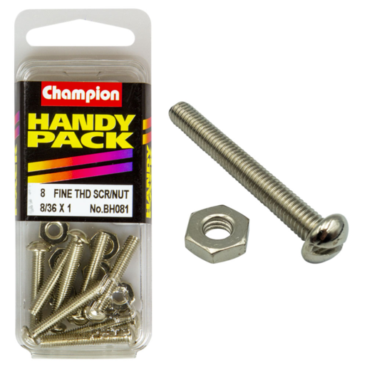 Champion Handy Pack Fine Thread ScreWithNut 8/36x1" - BH081