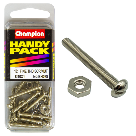 Champion Handy Pack Fine Thread Screw Nut 6/40x1" - BH078