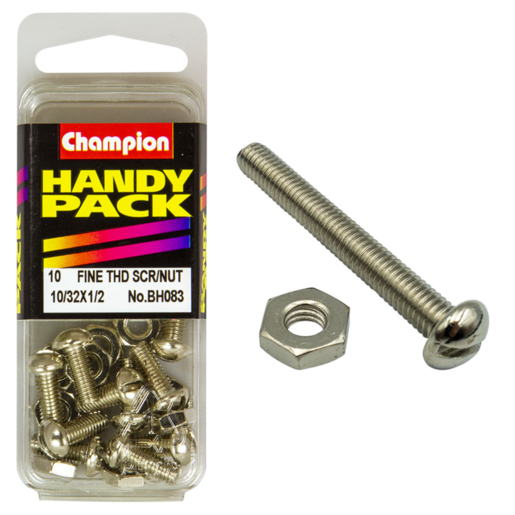 Champion Handy Pack Fine Thread ScreWithNut 10/32x1/2" CFT - BH083