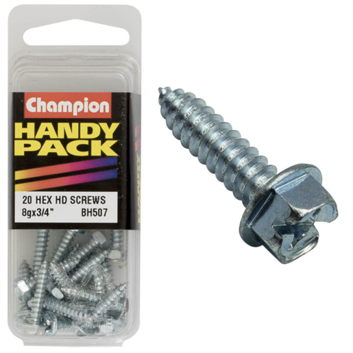 Champion Handy Pack Screw Hex Head 8G x 3/4" CST - BH507