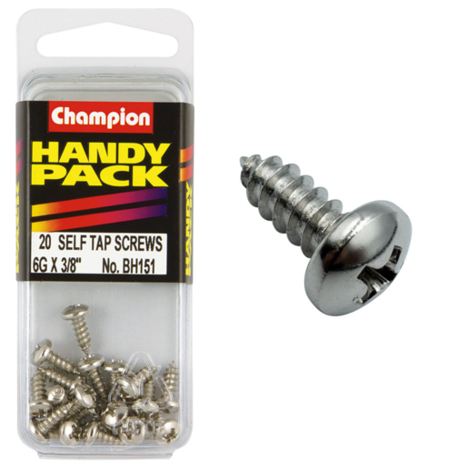 Champion Handy Pack Self Tap Screw Pan Head 6G x 3/8" CST - BH151