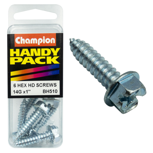 Champion Handy Pack Screw Hex Head 14G x 1" CST - BH510