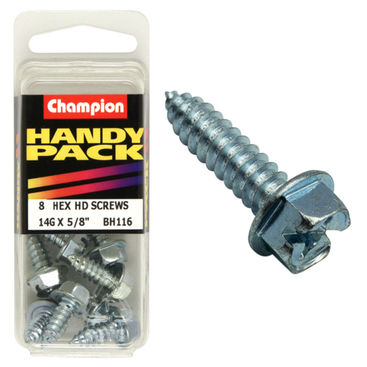 Champion Handy Pack Screw Hex Head 14G x 5/8" CST - BH116