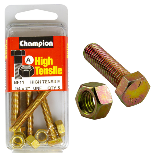 Champion Blister Set Screw & Nut 1/4 x 2" UNF - BF11