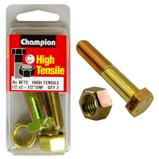 Champion Blister Bolt & Nut 1/2 x 2-1/2" UNF - BF72