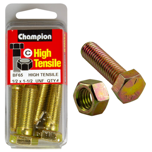 Champion Blister Bolt & Nut 1/2 x 1-1/2" UNF - BF65