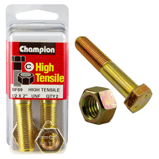 Champion Blister Bolt & Nut 1/2 x 2" UNF - BF69