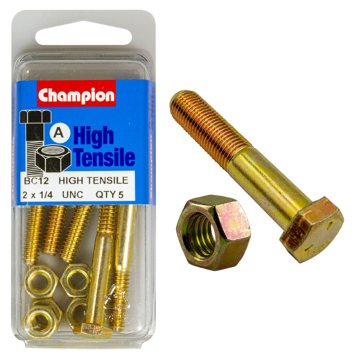 Champion Blister Bolt & Nut 1/4 x 2" UNC - BC12