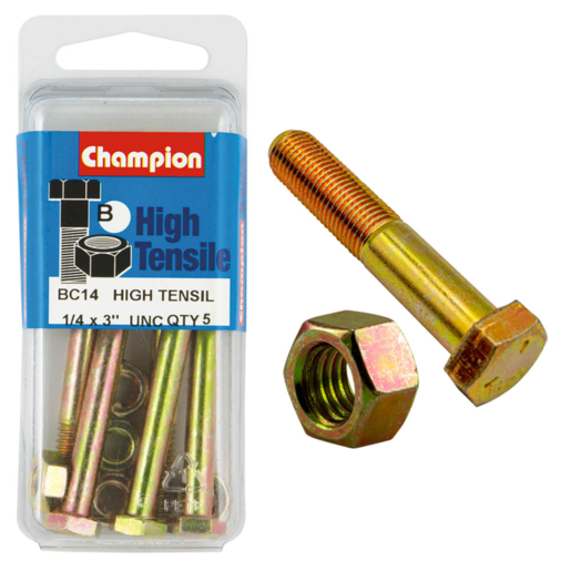 Champion Blister Bolt & Nut 1/4 x 3" UNC - BC14