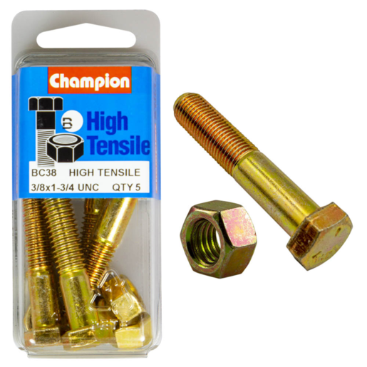 Champion Blister Bolt & Nut 3/8 x 1-3/4" UNC - BC38