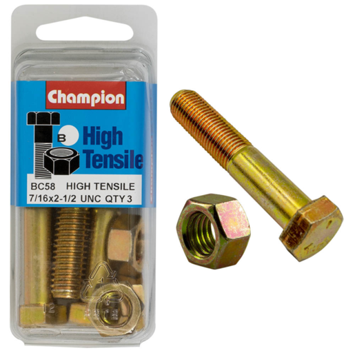 Champion Blister Bolt & Nut 7/16 x 2-1/2" UNC - BC58