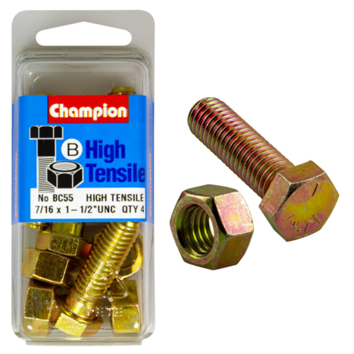 Champion Blister Bolt & Nut 7/16 x 1-1/2" UNC - BC55