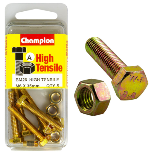 Champion Blister Set Screw & Nut M6 x 35mm - BM26