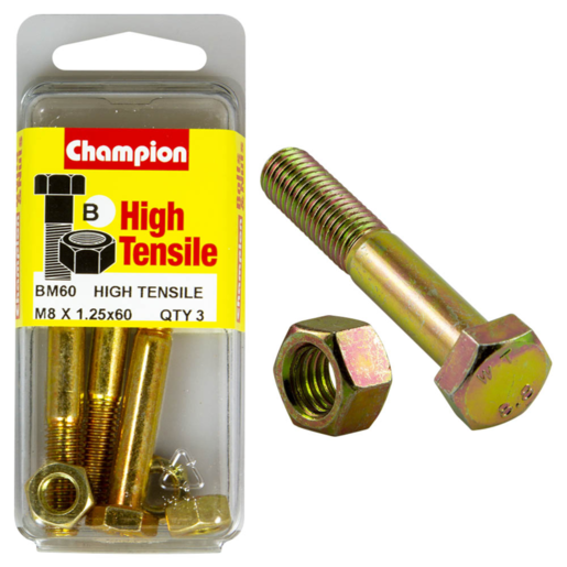 Champion Blister Bolt & Nut M8 x 60mm - BM60