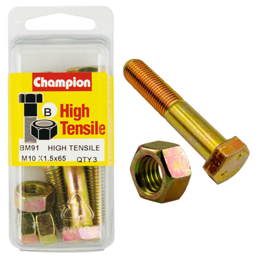 Champion Blister Bolt & Nut M10 x 65mm - BM91