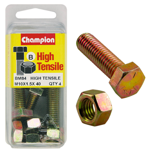 Champion Blister Set Screw & Nut M10 x 40mm - BM84