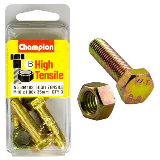 Champion Blister Set Screw & Nut M10 x 1.0 x 35mm - BM102