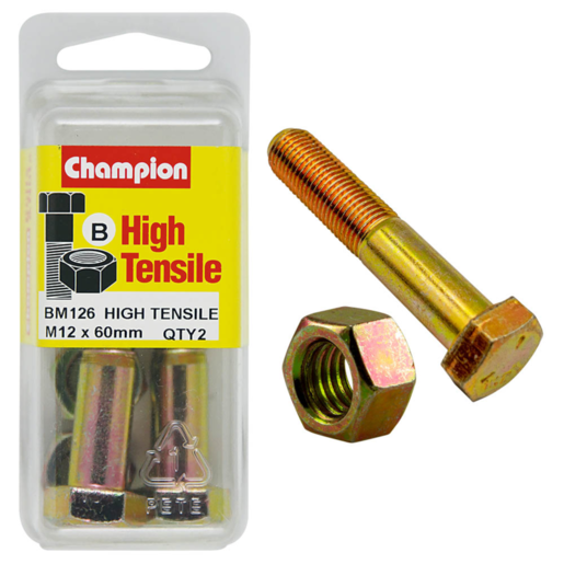 Champion Blister Bolt & Nut M12 x 60mm - BM126