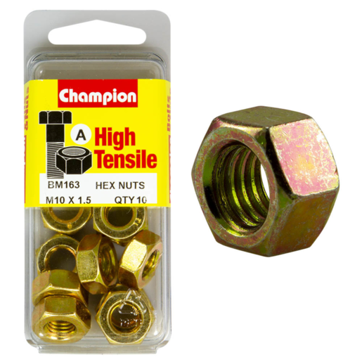 Champion Blister Hexagon Nut M10 x 1.5mm Nuts - BM163