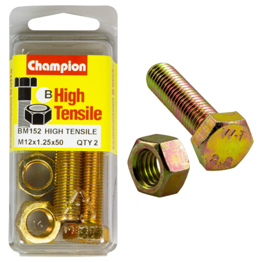Champion Blister Set Screw & Nut M12 X 50 X 1.25mm - BM152