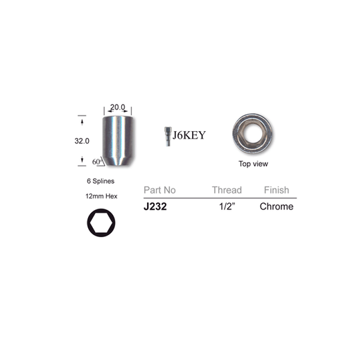 Nice Internal Hex Tapered Wheel Nut 1/2" - J232