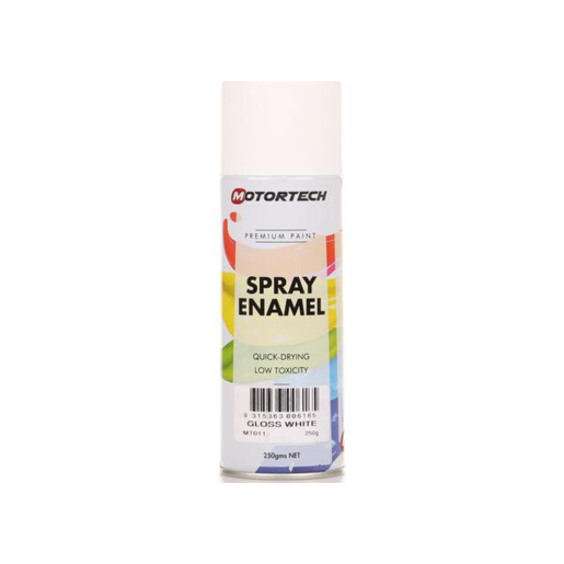  Motortech Spray Enamel Gloss White 250g - MT011