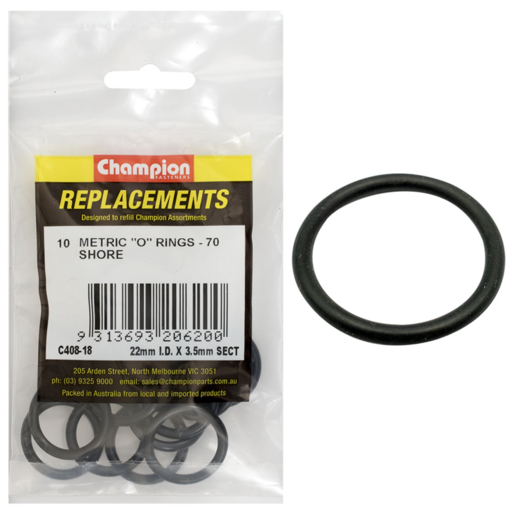 Champion 22mm x 3.5mm Metric O Rings (Sold Individually) - C408-18