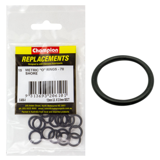 Champion 12mm x 2.5mm Metric O Rings (Sold Individually) - C408-8