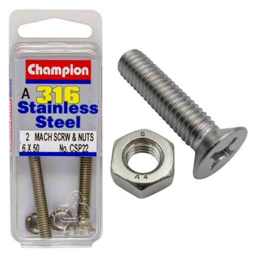 Champion Hex Plain Nut Stainless Steel M6x1.00mm 316/A4 - CSP22