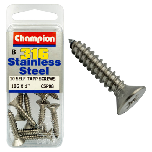 Champion Self Tapp Screw Csk Phillips Stainless Steel 4.8x25mm 316/A4 - CSP08