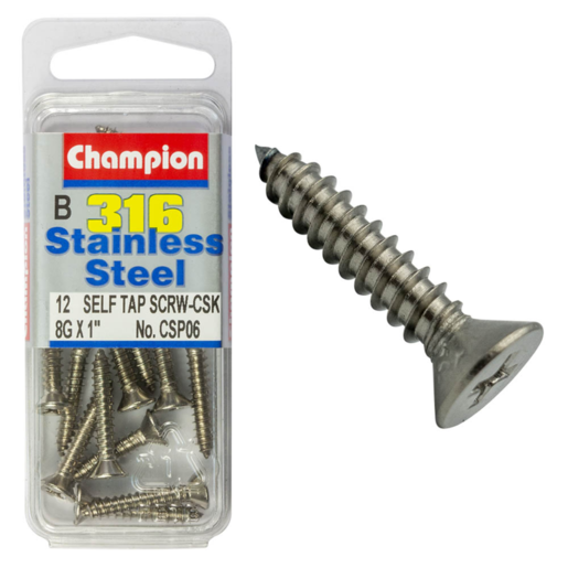 Champion Self Tapp Screw Csk Phillips Stainless Steel 4.2x25mm 316/A4 - CSP06