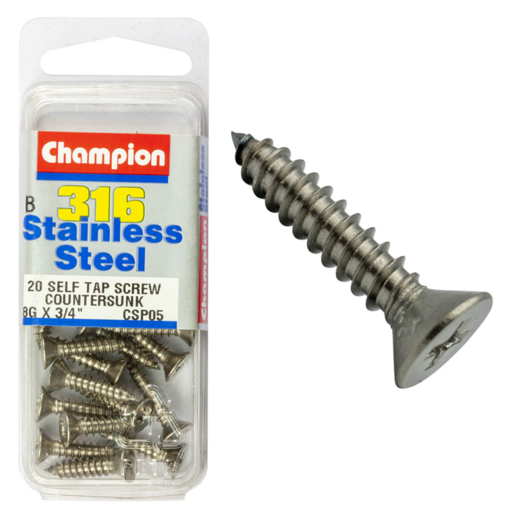 Champion Self Tapp Screw Csk Phillips Stainless Steel 4.2x19mm 316/A4 - CSP05