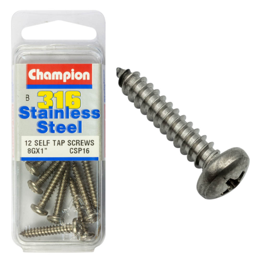 Champion Self Tapp Screw Pan Phillips Stainless Steel 4.2x25mm 316/A4 - CSP16