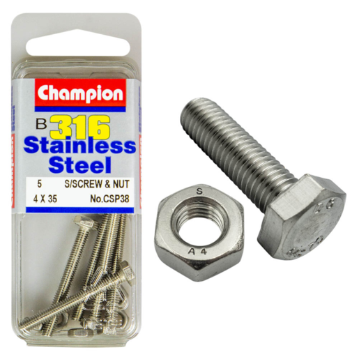 Champion Set Screws & Nuts 4 x 35mm - CSP38