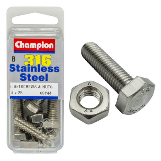 Champion Set Screws & Nuts 8 x 25mm - CSP44