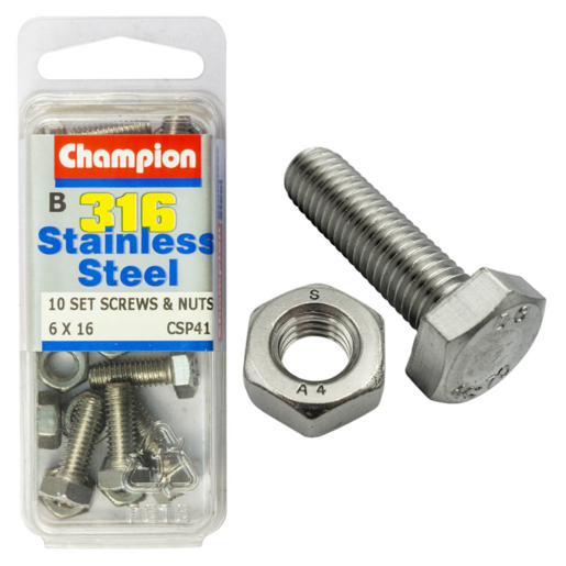 Champion Set Screws & Nuts 6mm x 16mm - CSP41